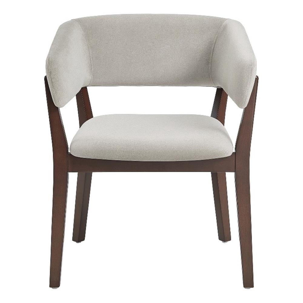 Blake Modern Wood Faux Mohair Armchair in Greige