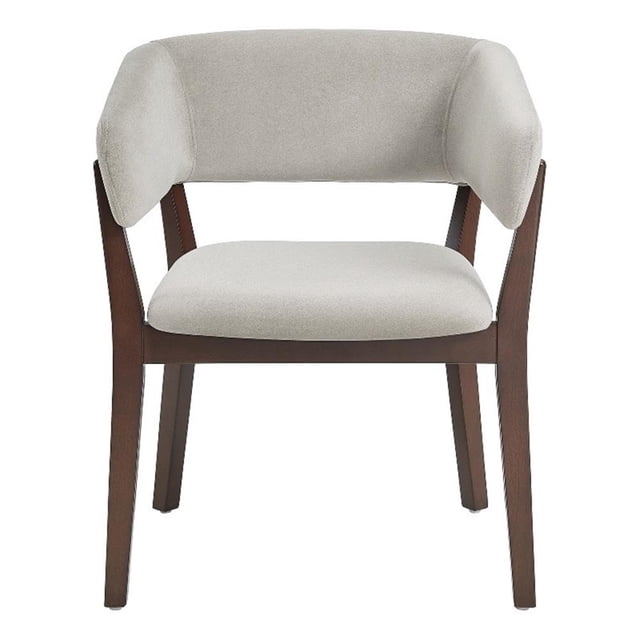 Blake Modern Wood Faux Mohair Armchair in Greige