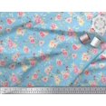 thumbnail image 3 of Soimoi Blue Poly Georgette Fabric Leaves & Rose Floral Print Sewing Fabric Yard 52 Inch Wide, 3 of 3