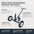 thumbnail image 2 of Tow Tuff Adjustable Height Steel Trailer Dolly, 1000 lb Max Capacity, Black, 2 of 5