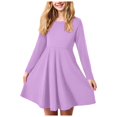 thumbnail image 1 of Zanarzt Robe de Noël pour Fille, Robe T-Shirt à Manches Longues pour Tout-Petit, Robes Patineuse Trapèze d'Automne pour Enfants, Violet Pâle, 5-6 Ans, 1 of 6