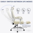 thumbnail image 3 of Ergonomic High-Back Office Chair with Footrest and Headrest, Mesh Desk Chair with Adjustable Lumbar Support, Rolling Swivel Computer Chair for Home Office or Gaming Room(Beige), 3 of 7