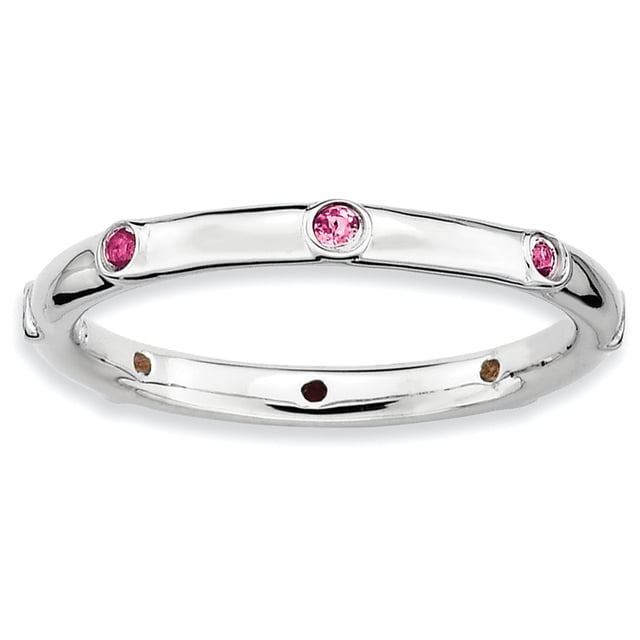 Sterling Silver Stackable Expressions Pink Tourmaline Ring Size 10