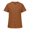 thumbnail image 4 of TIMIFIS Mens Short Sleeve Top Cotton Linen T Shirts Beach Solid Short Sleeve Shirts V-neck Button Closure Tops Blouse - Spring/Summer, 4 of 6