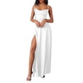 thumbnail image 2 of adviicd Robes de Travail pour Femmes Robes d'Été pour Femmes Encolure Carrée à Nouer dans le Dos Manches Lanterne à Volants Robe Trapèze Décontractée Blanc,P, 2 of 4