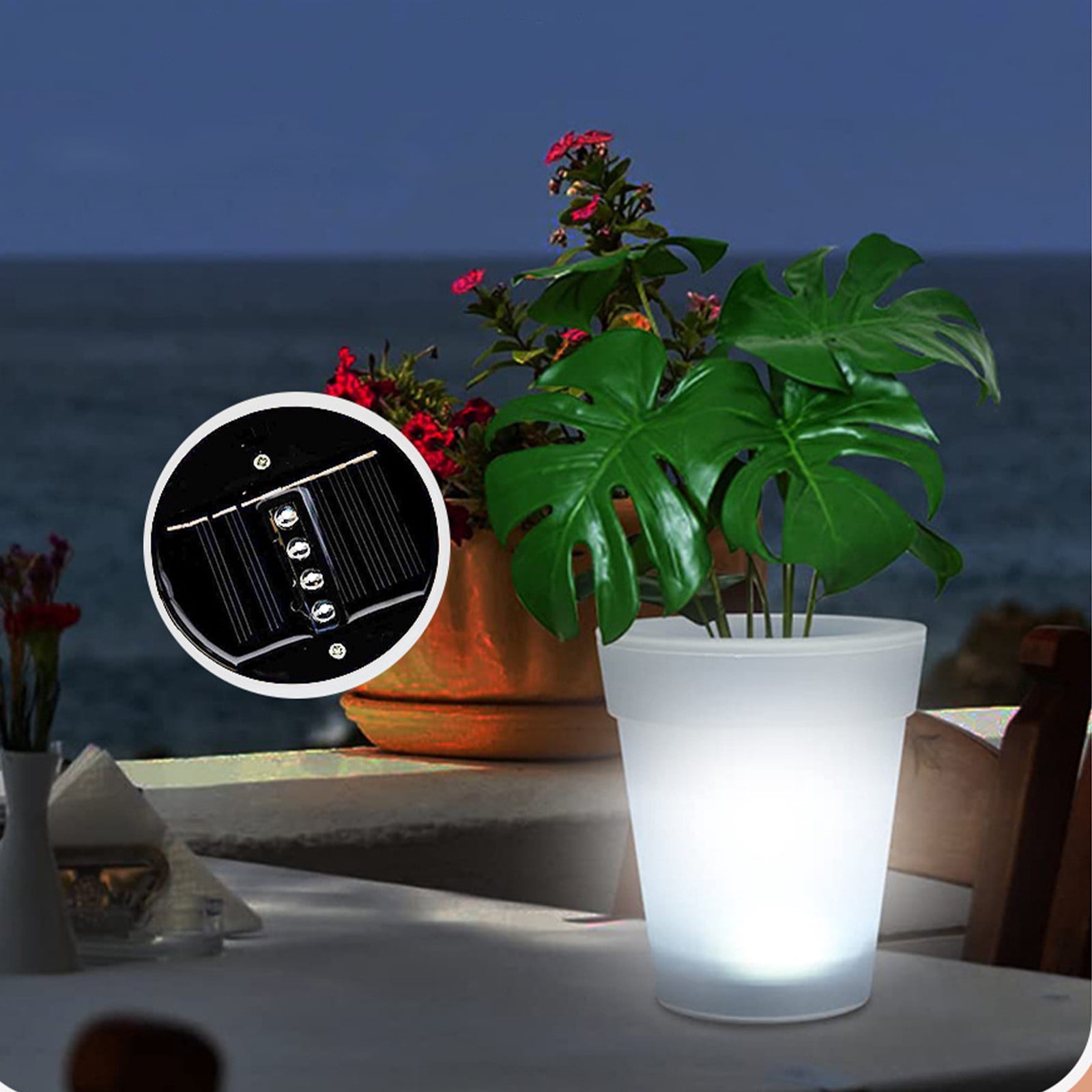 Dvkptbk solar lights Solar Garden Decorative Lights Solar Flower Pots Can Put Green Plants Potted Plants with Solar Outdoor Lights for Courtyard Backyard Decoration