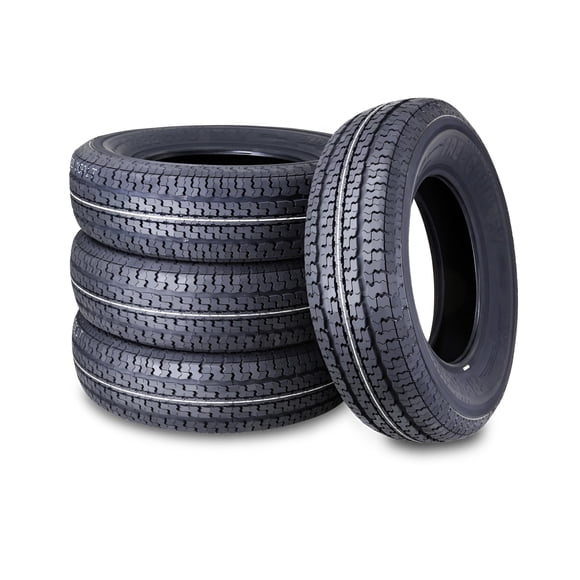 Libra Trailer Parts set of 4 Heavy Duty Trailer Tires ST205/75R15 205 75 15 10-Ply Load Range E Steel Belted Radial w/Scuff Guard