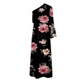 thumbnail image 4 of LOVZFMLL Robe d'Été pour Femme, Aguichant, à une Épaule, Imprimée, Ample, Ourlet Fendu à Moitié, Manches, Noir, m, 4 of 5