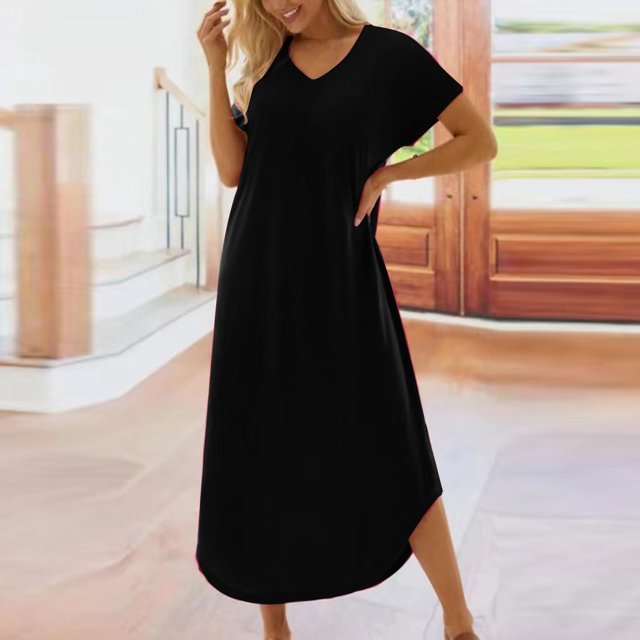 EGNMCR Robes de Fête pour Femmes Nouvelle Robe d'Été pour Femmes Ajustée à Manches Courtes Robe T-shirt Colorée