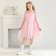 thumbnail image 2 of GDREDA Robes d'Été pour Filles 2025 Printemps Robe à Manches Longues pour Filles Robe en Maille Rose, 9-10 Ans, 2 of 7