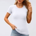 thumbnail image 2 of Hauts à Col Rond pour Femmes T-Shirt de Sport à Manches Courtes Haut de Course et de Mise en Forme Ajusté Respirant Tenue de Yoga, 2 of 3