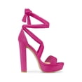thumbnail image 3 of BLISSFUL STEP Women's Lace Up Platform Block Heel Sandals Hot Pink (Size 9), 3 of 8