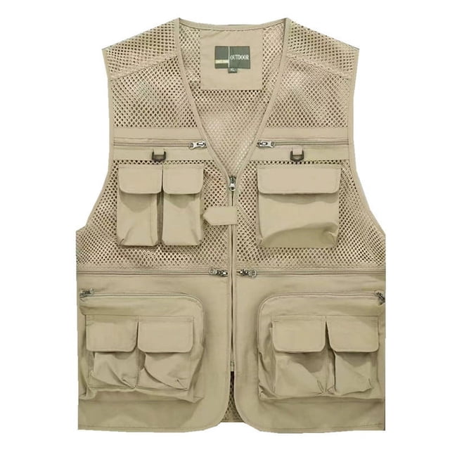Mens Summer Outdoor Work Safari Fishing Travel Photo Vest with Pockets