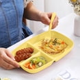 thumbnail image 2 of yulier Assiette Compartimentée en Plastique, Assiette Incassable en Paille de Blé à 3 Compartiments, Assiette de Souper Légère Réutilisable, Compatible Micro-Ondes et Lave-Vaisselle, 2 of 7