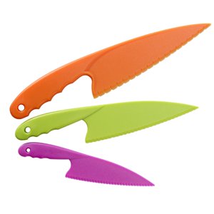 MesaSe 3 Piece Nylon Knives for Kids Nylon Knife Set Safe Knives for Cooking & Cutting Kitchen Lettuce & Salad Knives Serrated Knife in Plastic Knifes for Kids Christmas Gift(Color random