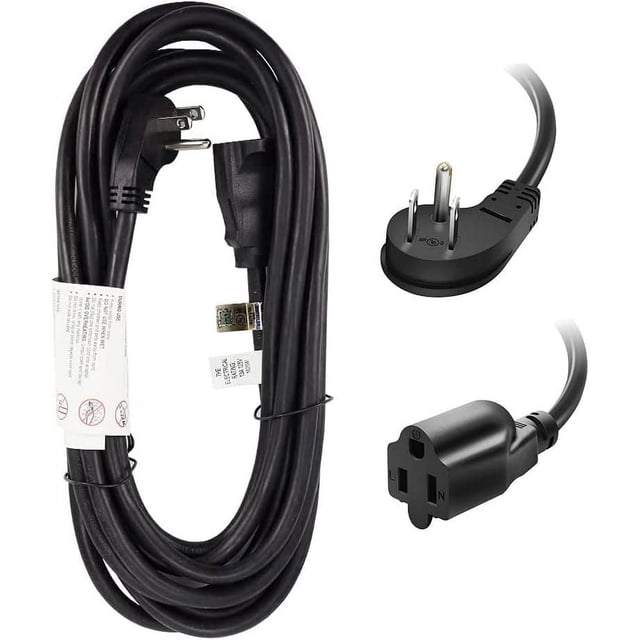 Rallonge à Fiche Plate EP 15 Pi, Câble d'Extension Noir à Profil Bas 16 AWG à 3 Broches Mise à la Terre pour Usage Intérieur. Conçu pour les Espaces Étroits avec une Fiche Plate Inclinée à 45°, Lames Renforcées pour la Durabilité et Gaine en Vinyle Résistante à l'Humidité et à l'Abrasion. Homologué UL pour la Sécurité, Idéal pour les Appareils Ménagers Haute Puissance comme les Micro-Ondes et les Ordinateurs Portables.