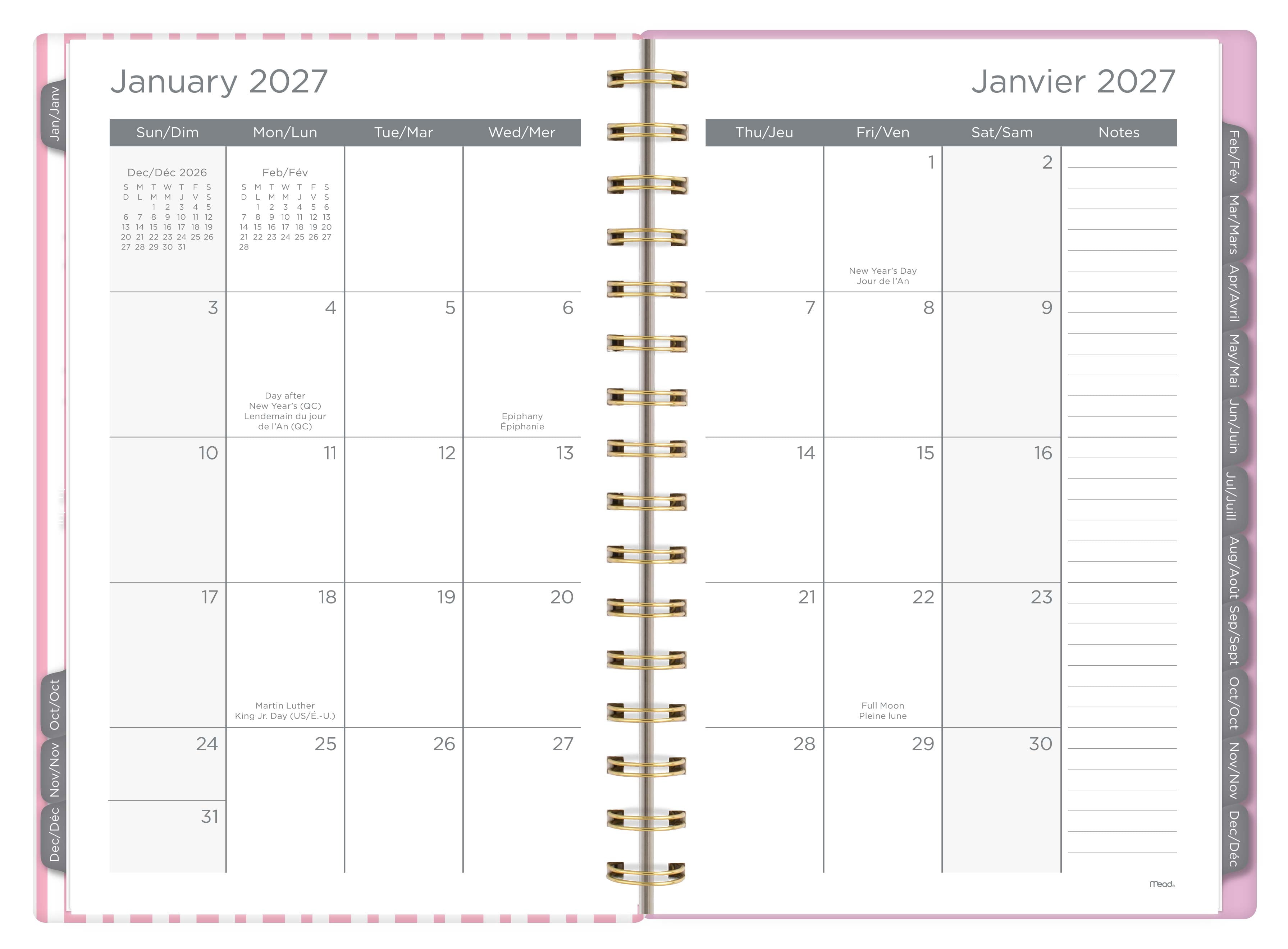 2027 Mead® Sugar Stripe Weekly/Monthly Planner Small