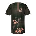 thumbnail image 4 of Pompotops Femmes Mode Décontractée Imprimé Col Rond Ample Manches Courtes T-shirt Haut Blouse Chandail Liquidation, 4 of 5