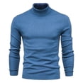 thumbnail image 1 of Chandails à Col Ras du Cou pour Hommes Chandail Uni à Col Montant Chandail à Manches Longues Ample Chandail de Base Hauts Chandail Col Roulé Chandail pour Hommes Automne 2024 S-106 Bleu TG, 1 of 5