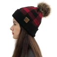 thumbnail image 2 of Chapeau Tricoté à Carreaux Buffalo avec Pompon Blanc, 2 of 3
