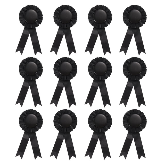 Unique Bargains Ruban de Récompense Vierge, Ruban de Rosette Ruban de Reconnaissance de Prix Honorable, Noir, Lot de 12
