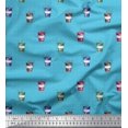 thumbnail image 1 of Soimoi Blue Poly Georgette Fabric Coffee Glass & Dots Print Fabric by Yard 52 Inch Wide, 1 of 3