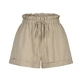 thumbnail image 4 of Timegard Womens Shorts Cotton Linen Ruffle Elastic Waisted Drawstring Summer Lounge Shorts with Pockets, 4 of 6