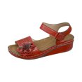 thumbnail image 2 of Latrodar Sandales Compensées pour Femmes Sandales de Randonnée Femmes Fête Confortables Extensibles Sandales à Fleurs Boucle Bout Rond Chaussures d'Été Talon Moyen (2 Pouces-3 Pouces) Moyen Sandales Unies pour Dames Anniversaire, 2 of 5