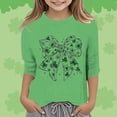 thumbnail image 2 of LUOGENLI T-Shirt pour Filles T-Shirt Graphique pour Filles Fête de la Saint-Patrick à la Mode Polyvalent Col Rond Manches 3/4 T-Shirt Décontracté Haut Chemises en Lin pour Filles Longueur Midi Vert 9-10 Ans, 2 of 4