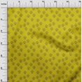 thumbnail image 2 of oneOone Polyester Lycra Medium Yellow Fabric Floral & Flying Swan Block Sewing Material Print Fabric By The Yard 56 Inch Wide, 2 of 4