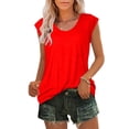 thumbnail image 2 of Timegard Débardeurs pour Femmes Col Rond Manches Courtes Confortables Été Décontracté Amples Chemises Hauts Blouse T-Shirt Basique, 2 of 6