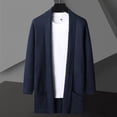 thumbnail image 2 of Chandails pour Hommes T-Shirt à Col à Revers Uni à Boutons pour Homme Cardigan à Manches Longues, 2 of 3