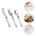 thumbnail image 3 of LEEYNEER 3 Pcs Couverts pour Enfants en Acier Inoxydable Sécuritaires Divertissement Blanc, 3 of 8