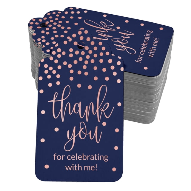 Inkdotpot Rose Gold Foil Paper Hang Tags ThankYou For Celebrating With Me Birthday Favor Tags 50 Pack