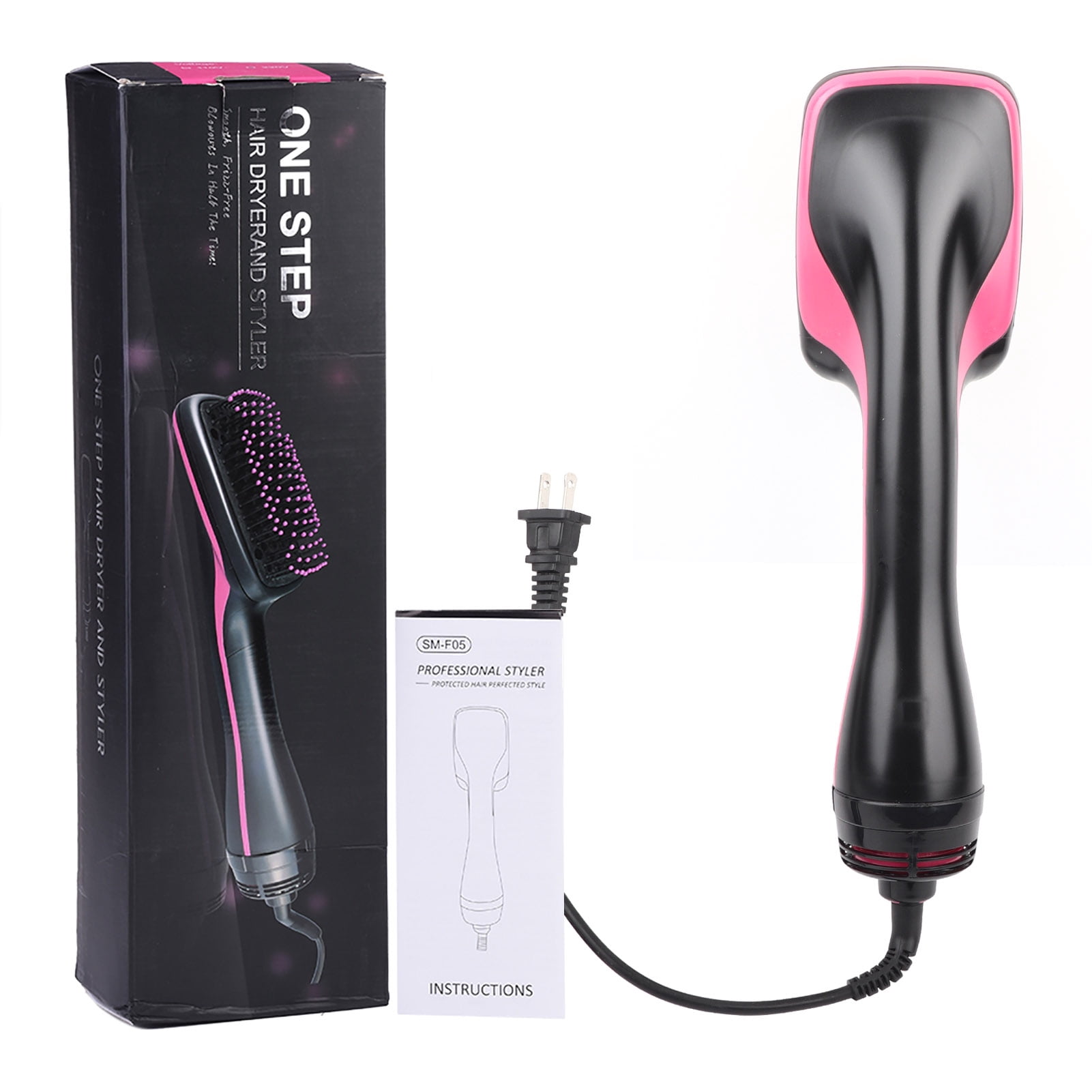 Hair Blow Dryer 110V 2 In 1 Multifunctional  Anion Hair Dryer Brush Comb  Hairdressing Tool US Plug