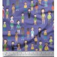 thumbnail image 1 of Soimoi Purple Poly Georgette Fabric Crowd Theme Human Figure Print Fabric by Yard 42 Inch Wide, 1 of 5