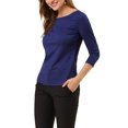 thumbnail image 4 of INSPIRE CHIC Women's Work Boat Neck 3/4 Sleeve Stretchy Knit Blouse, 4 of 6