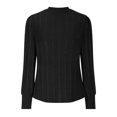 thumbnail image 3 of Timegard Hauts d'Automne pour Femmes Manches Longues Bouffantes Col Rond T-Shirts Décontractés Sport Couleur Unie Blouses Basiques, 3 of 5