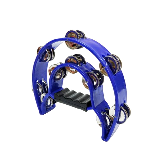 TechWave Tambourine Instrument de Musique Demi-Lune en Métal avec une double Rangée de jingles en Métal et une Poignée Ergonomique. le Tambourine Est Conçu en Forme de Demi-Lune avec une Finition Bleu Vif et une Poignée Noire. Convient aux Adultes, aux Tout-Petits et aux Débutants, Il Est Léger et portable, Pesant Environ 330 G. Idéal pour les performances de percussion, l'Apprentissage de la Musique et le Jeu Décontracté.