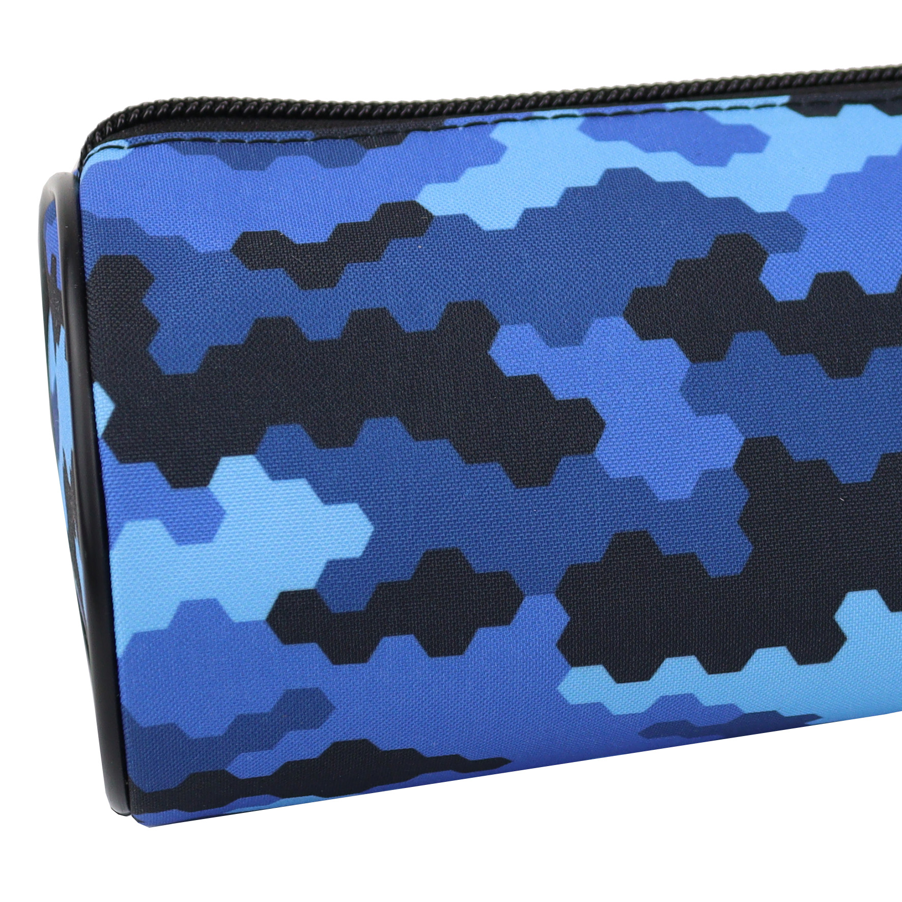 Pen+Gear  Étui à crayons cylindrique motif camouflage numérique bleu, polyester imprimé, l’école primaire et le premier cycle du secondaire