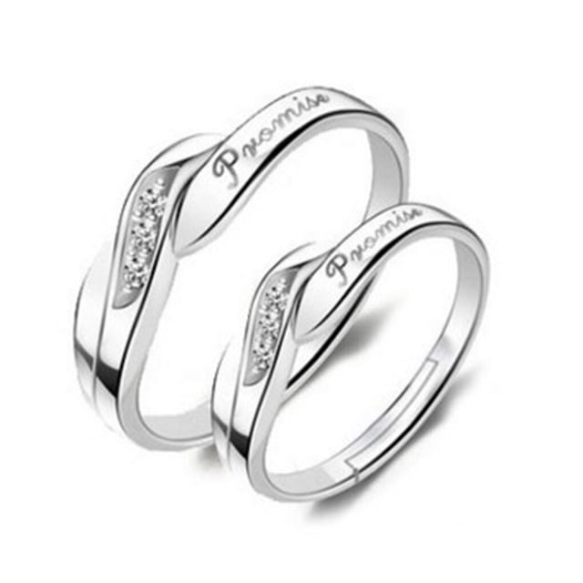 2Pcs/set Men Women Couples Rings Wedding Party ring Wedding crystal Crystal Letters Cuff Ring Love Matching Jewelry