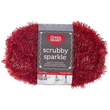 Red Heart® Scrubby Sparkle™ Fil de polyester peigné n° 4 (moyen), fraise, 85 g, 174 yards