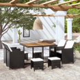 thumbnail image 1 of vidaXL 9 Piece Outdoor Dining Set Poly Rattan and Acacia Wood Black, 1 of 5