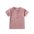 thumbnail image 1 of Birdeem Haut à Manches Courtes pour Enfants Garçons Filles Mode Confortable Couleur Unie Bouton Col Rond, 1 of 12