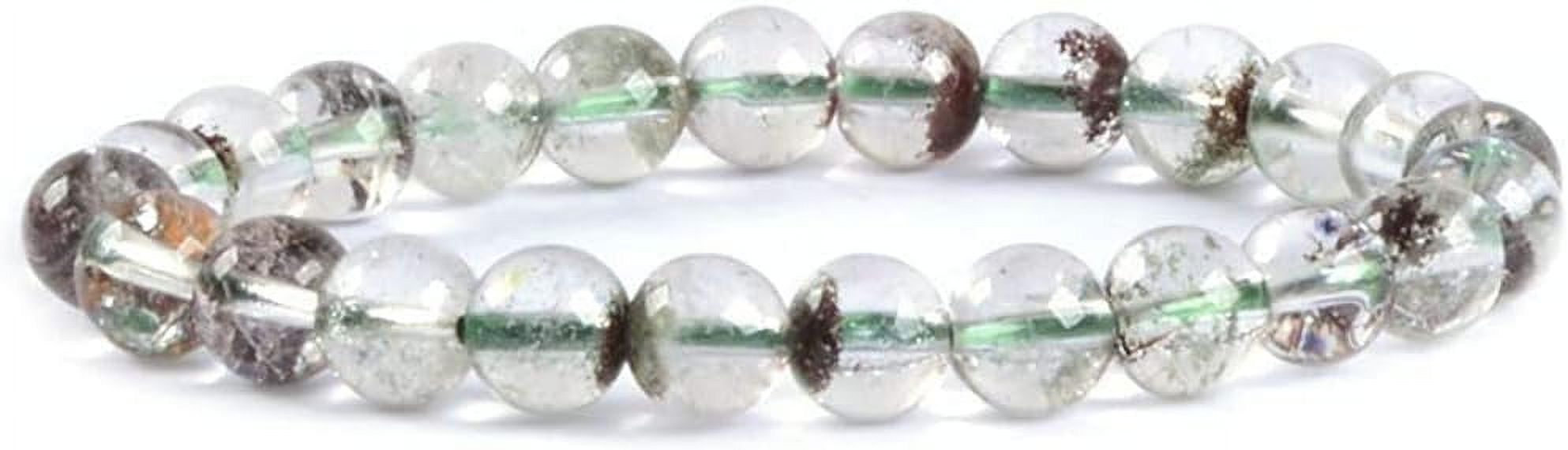 Bracelet Extensible Unisexe en Perles Rondes de 8 mm en Quartz Fantôme Naturel Transparent, Pierre Précieuse, 7 Pouces