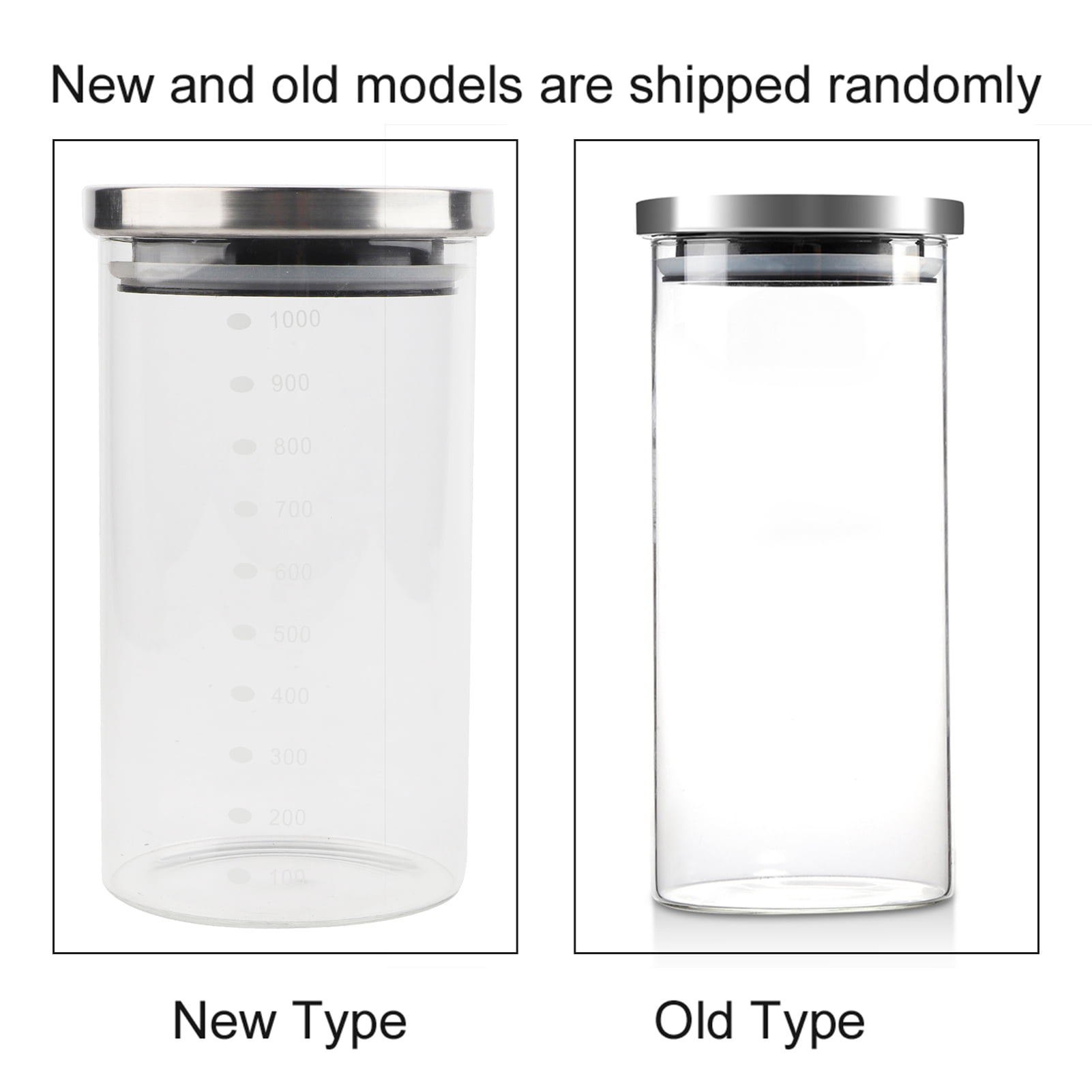 Glass Storage Jar, 1000ml Glass Food Storage Container Coffee Beans Kitchen Food Container With Stainless Steel Lid For Seasoning, Spices, Tea, Coffee Beans, Pasta, Candies
