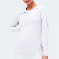 thumbnail image 4 of Mceream 2025 Chandails de Soleil à Manches Longues pour Femmes Protection Uv Hauts d'Entraînement Légers Golf Gym Randonnée Chandails Vêtements d'Extérieur Athlétique Col Rond Yoga Hauts Décontractés T-Shirt Uni Vêtements Grande Taille Blanc TG, 4 of 8