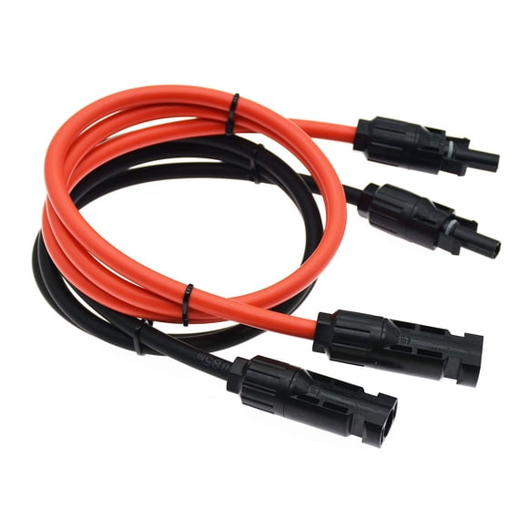 1 Pair Black + Red 10AWG(6mm�) Solar Panel Extension Cable Wire Connector Solar Adaptor Cable with Female and Male Connectors (3 FT-2)