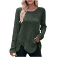 thumbnail image 1 of Timegard Tops for Women Ribbed Long Sleeve Scoop Neck Button Pullover Fall Casual Loose Tops Sweater, 1 of 5