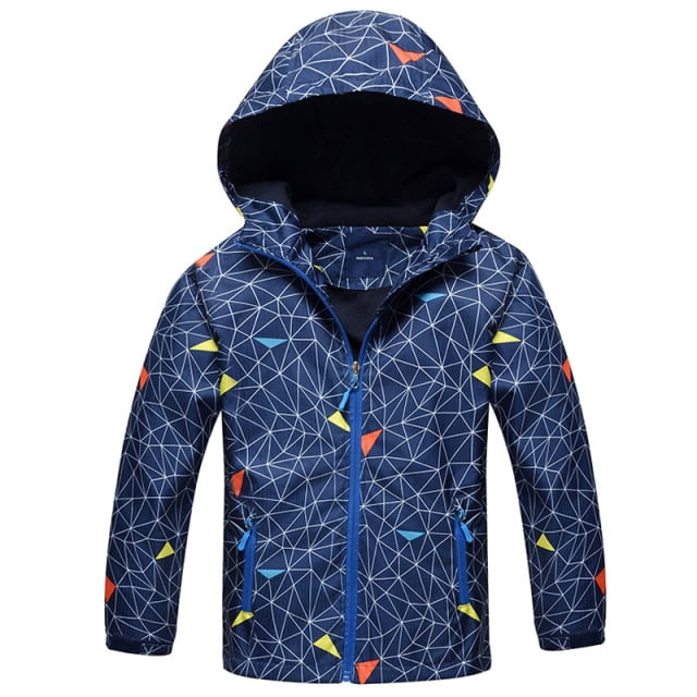 AAMILIFE Boys Waterproof Fleece Lined Jacket Color Block Windbreaker Hooded Coat